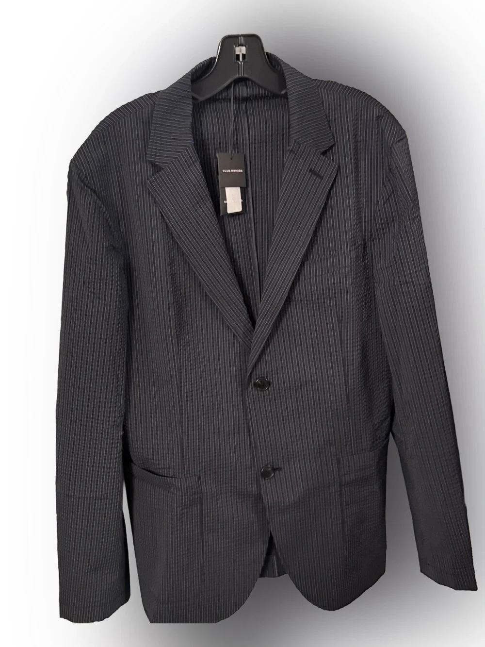 Club Monaco Men's Grant Navy Pinstripe Seersucker Blazer Sz 42 Ret $329 NWT